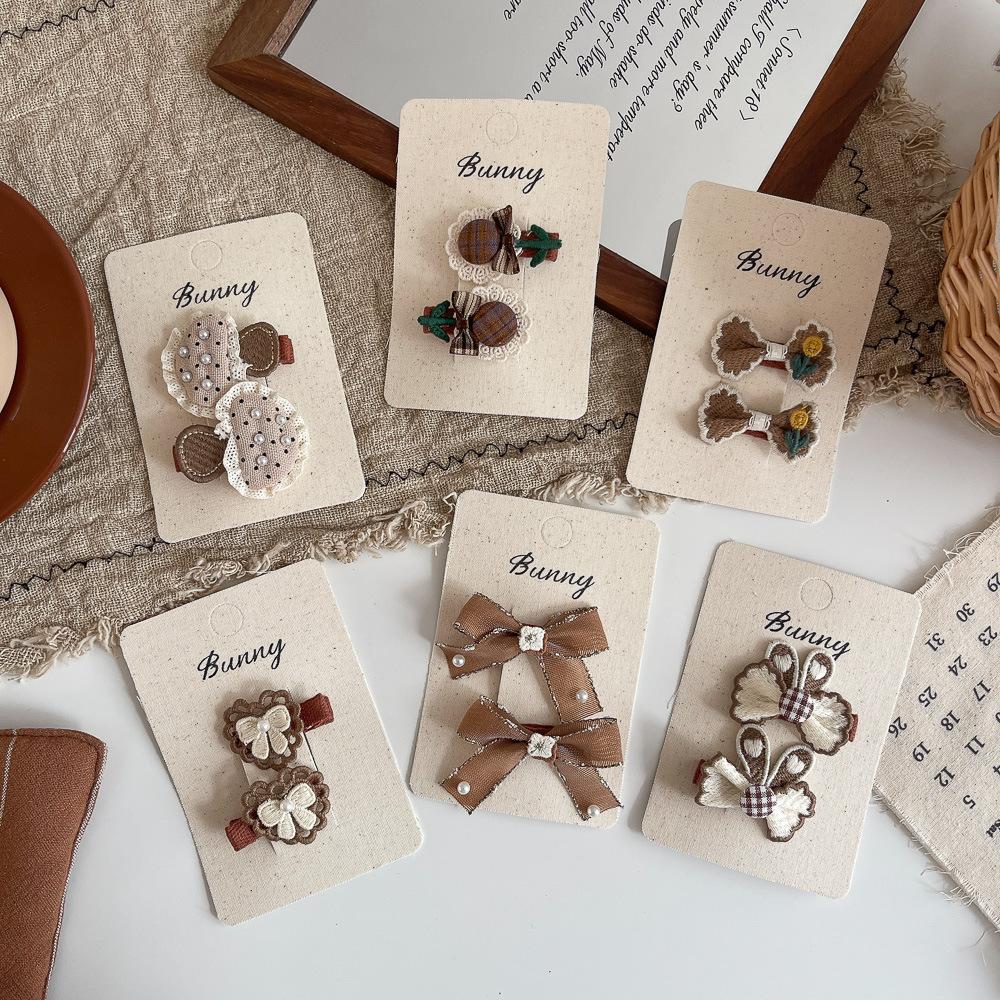 2pcs/lot Children's Hairpins Pearl Fabric Bow Kids Hair Clip Sweet Girl Bangs Side Clip Barrettes Headwear Baby Hair Accessories