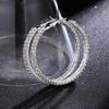 European & American Double Row Rhinestone Hoop Earrings - Exaggerated Non-Falling Diamond Circle Jewelry
