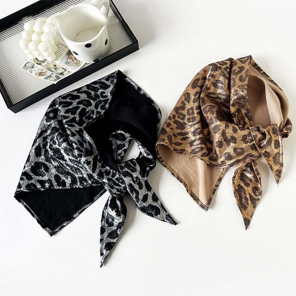 Y2K Leopard Print Hair Scarf Soft Wrap Punk Bandana Turban Accessories Triangular Headscarf  Ladies