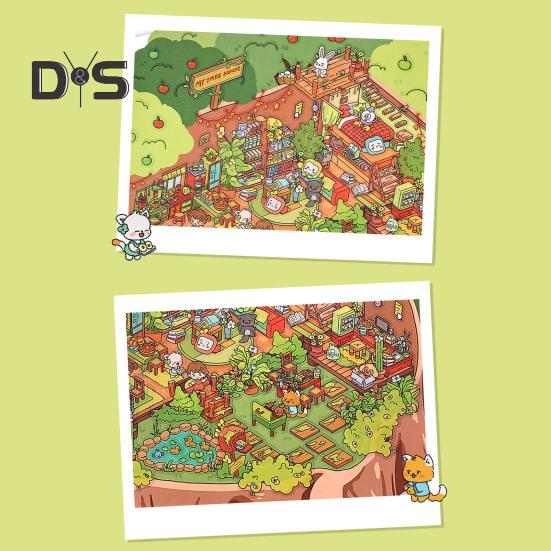 2 Sets DIY 3D House Scene Stickers with Background Boards Creative Mini Room Craft Stickers for Stress Relief And Fun Interactive Gifts