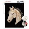 Pearl Art Painting Kit for Adults and Beginners, Elegant White Horse Sparkling Painting Craft Home Wall Decor Handmade Gift
