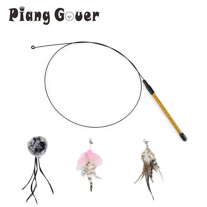 Steel Wire Feather Cat Toy Stick Replace Feather Accessories Cat Teaser Pet Toy