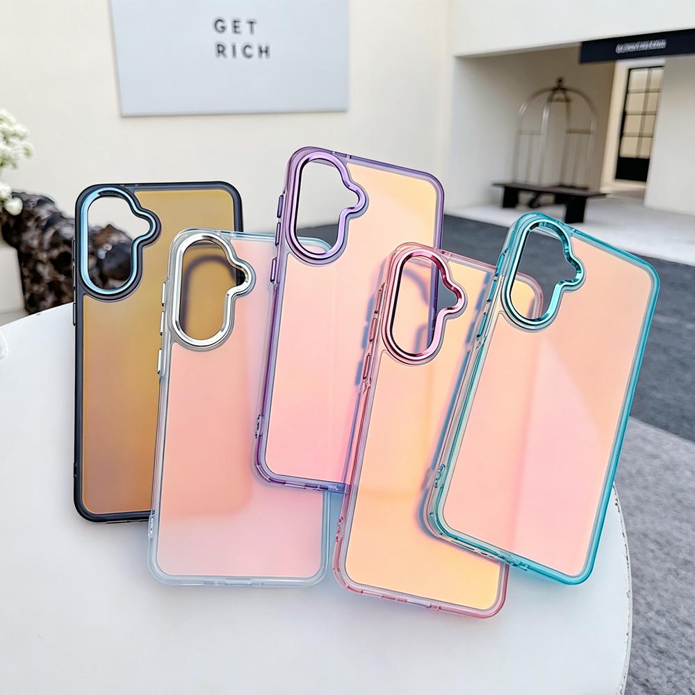 KEYSION Fashion Laser Gradient Colorful Phone Case for Samsung A54 5G A34 A24 A14 TPU+PC Shockproof Back Cover for Galaxy A04S