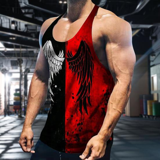 Herren Weste 3D Digitaldruck Patchwork Sommer Colorblock Schnelltrocknend Unterhemd Streetwear