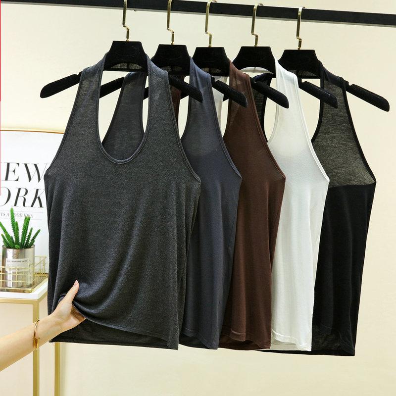 Modal U-Neck Halter Tank Top Sexy Sleeveless Halter Camisole for Outerwear Skin-Friendly Bare-Skin Feeling Base Layer Tops Pilates & Yoga Wear