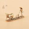 Brass Farmer and Ox Tea Pet: Handcrafted Copper Sculpture Décor