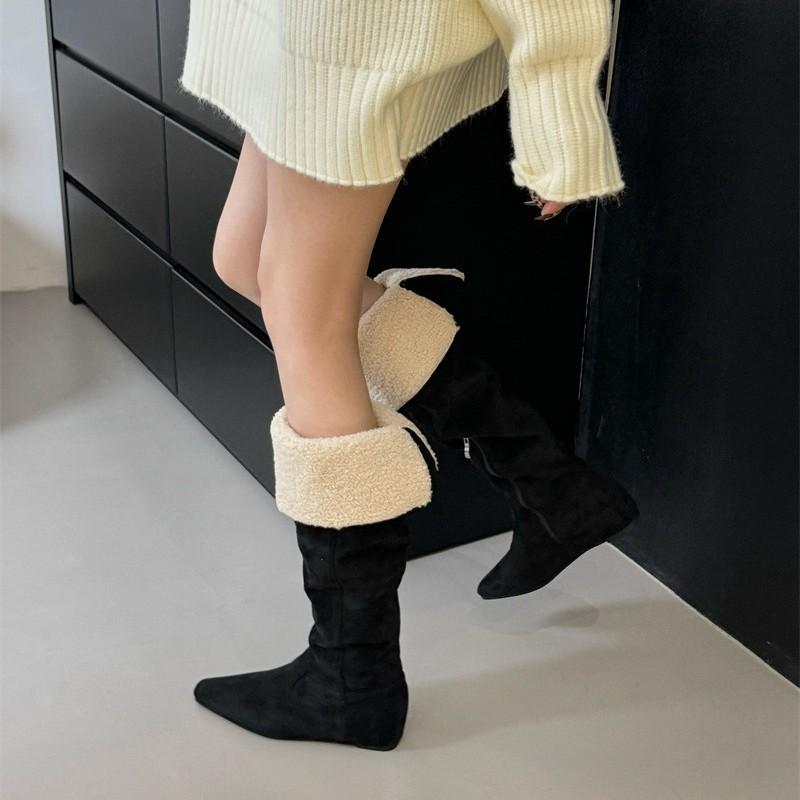 Women's Large Size Soft Sole Winter Warm Fur One Snow Boots Padded Lined Ankle Boots Anti-slip Hiking Casual Sports Cotton Boots Rider Boots