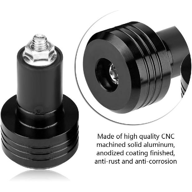 Pair of 22mm Universal Aluminum Motorcycle Grip Handlebar Ends Weight Balance Plug Black Universal Handlebar Weight Motorbike Motorbike Handlebar