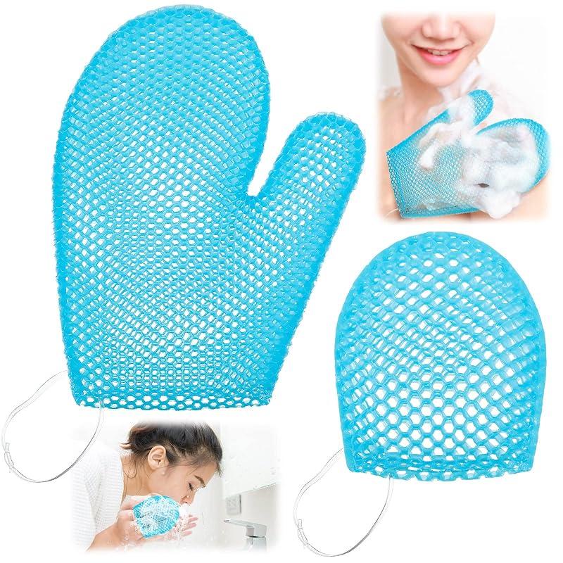 Karenhi 2 Pcs Honeycomb Exfoliating Glove Set Exfoliating Bath Mitt Honeycomb Face and Body Scrubber Shower Mitt for Cleaning Body Shower Face Skin