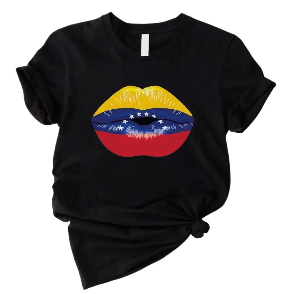Cotton Shirt with Venezuelan Flag Printed on It Traditional South American Shirt 2026 Summer Fashion Women Cotton Loose Tshirt