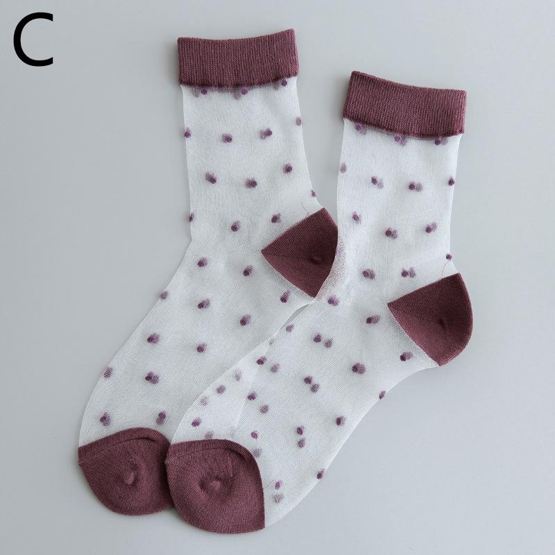 1 Paar unsichtbare Bonbonfarbene kurze Socken aus Netzstoff, gepunktet, elastische Strumpfwaren aus Seide, lässige Mode