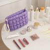 Women Padded Makeup Bag Large Capacity Quilted Cosmetic Pouch Solid Color Makeup Organizer Clutch for Travel Vacation Business Trip