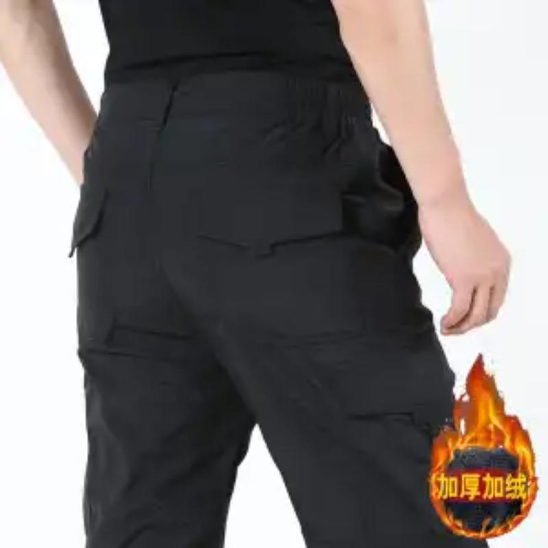 Outdoor Overalls for Men Straight-leg Trousers with Velvet and Multiple Pockets Loose Windproof Hiking