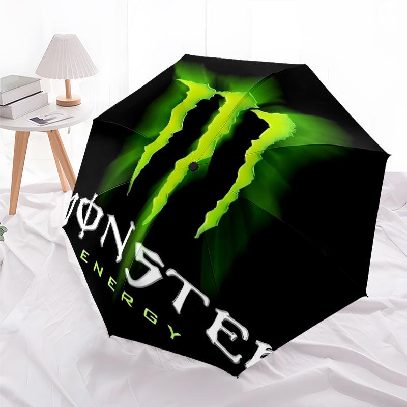 Printed Monster Energy LOGO Printed Folding Umbrella,Outdoor,Leisure,And Travel Umbrella,Durable Umbrella Fabric,Birthday And Holiday Gift