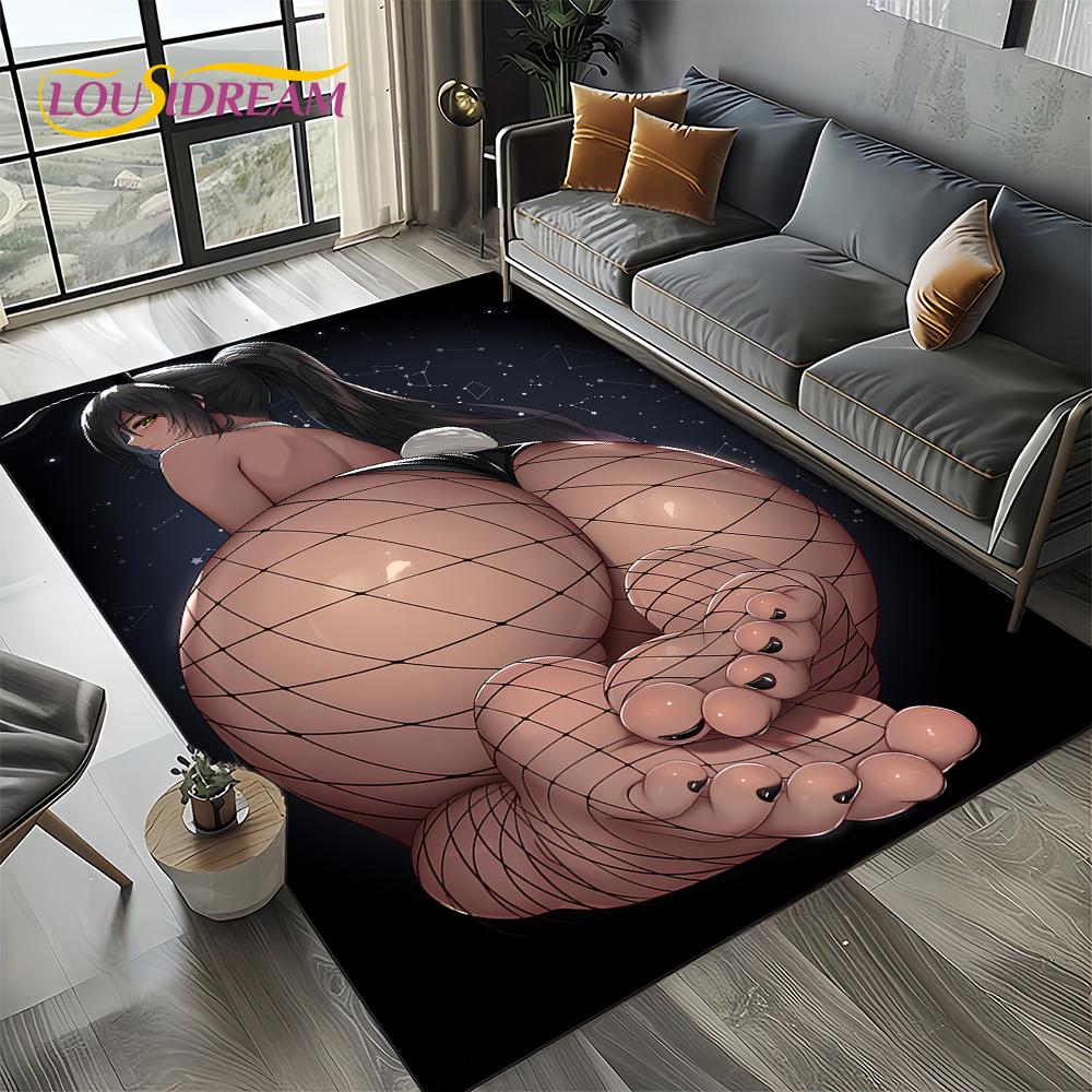 3D Sexy Krajka Krásná Dívka Dáma Kreslená Anime Postava Koberec Kobereček pro Obývací Pokoj Ložnici Domácí Dekorace Pohovky, Protiskluzová Podložka na Podlahu
