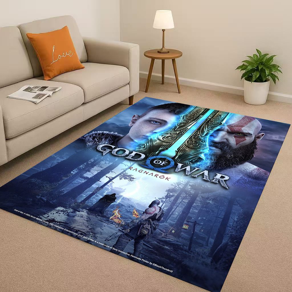 Hra God of War Kratos Kreslený Hráč Obývací pokoj Protiskluzový koberec Měkký koberec do ložnice Herní místnosti Pohovky, Snadno čistitelný Domácí rohožka