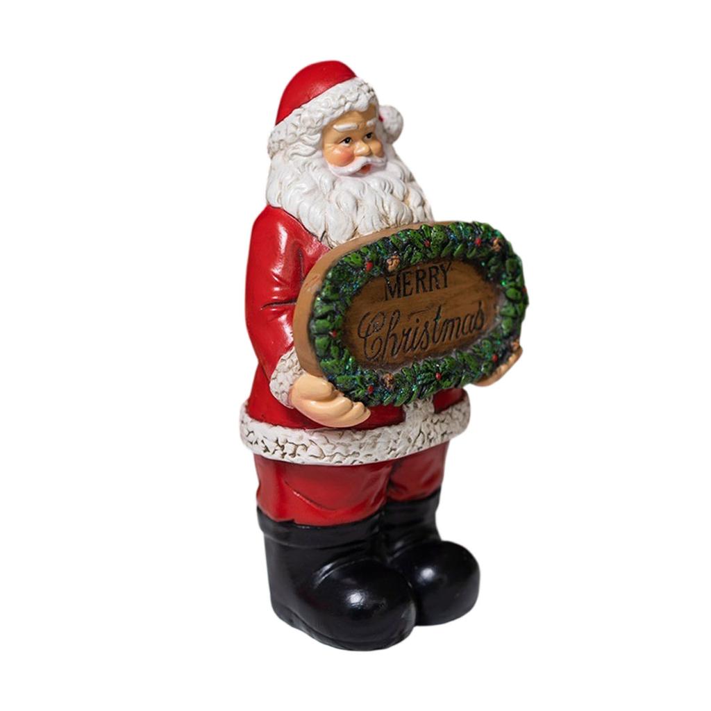 Cute Xmas Resin Crafts with Merry Christmas Lovely Christmas Figurine Creative Santa Ornament for Holiday Party & Festive