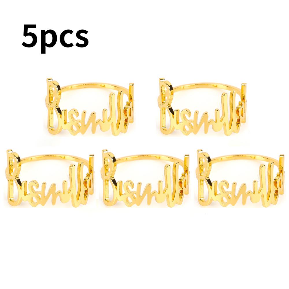 1/5PCS Fashion Letter Napkin Ring New Gold Silver Bismillah Napkin Rings Western Restaurant Hotel Wedding Party Home Decoration