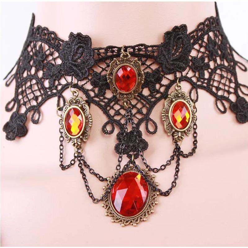 Neo-Gothic Black Sexy Lace Chokers Necklace for Women Fashion Retro Clavicle Chain Halloween Collar Y2K Decoration Jewelry Gifts