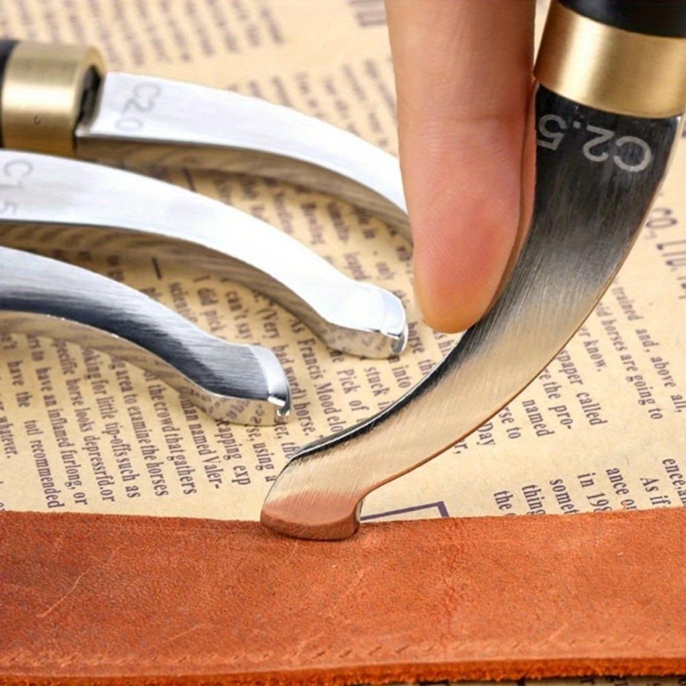 1 buc. Dispozitiv de biguit margini din piele, cu mâner din lemn, dispozitiv de tăiat piele cu slot superficial, trimmer pentru canelare și biguire, biguitor pentru margini din piele