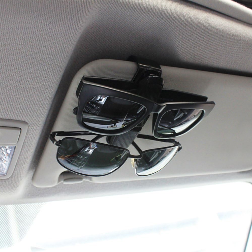 2 Pack Glasses Holders For Car Sun Visor, Sunglasses Eyeglasses Mount With Ticket Card Clip - Black