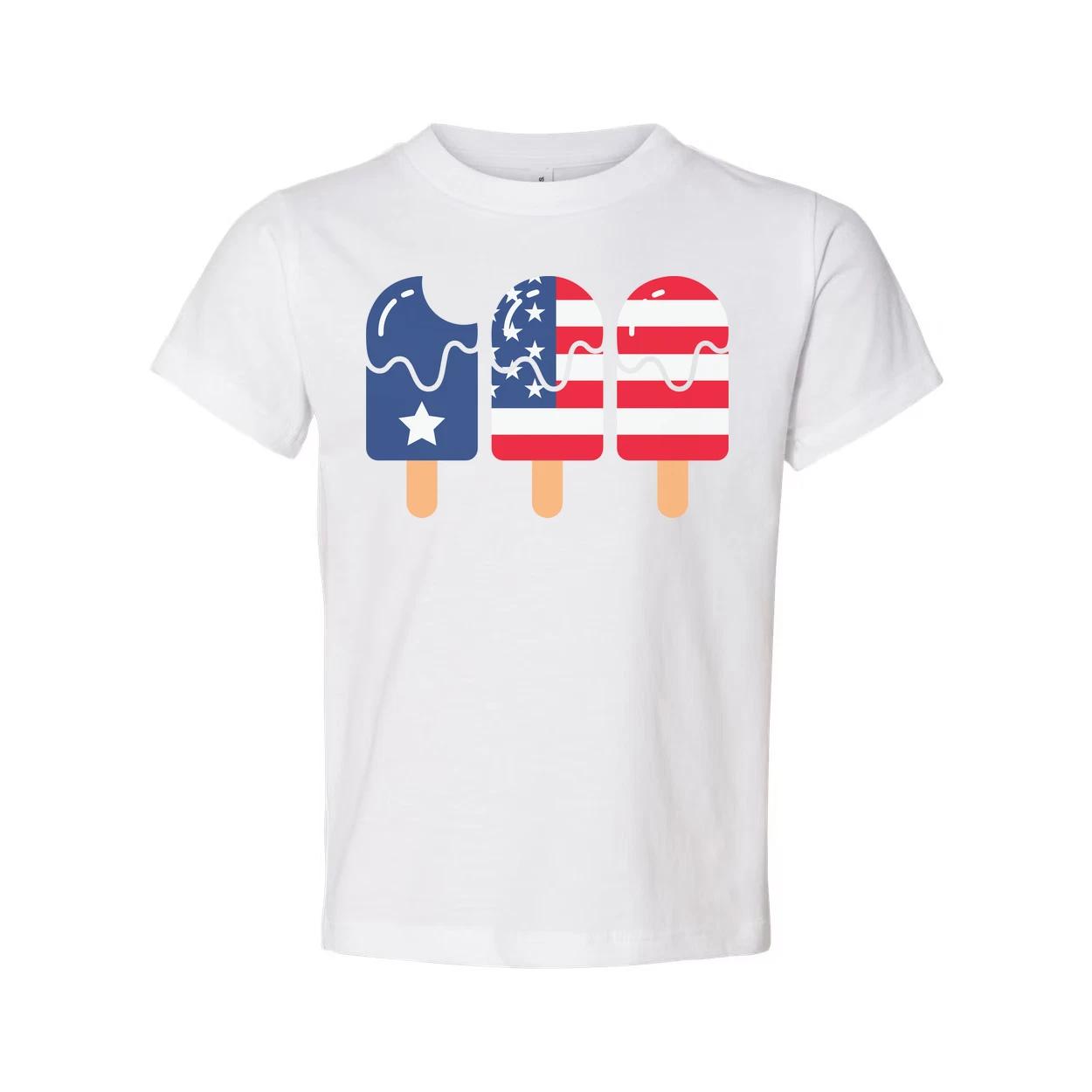 Patriotic Popsicle Graphic T Shirt With American Flag Motif For Unisex Everyday 3XL