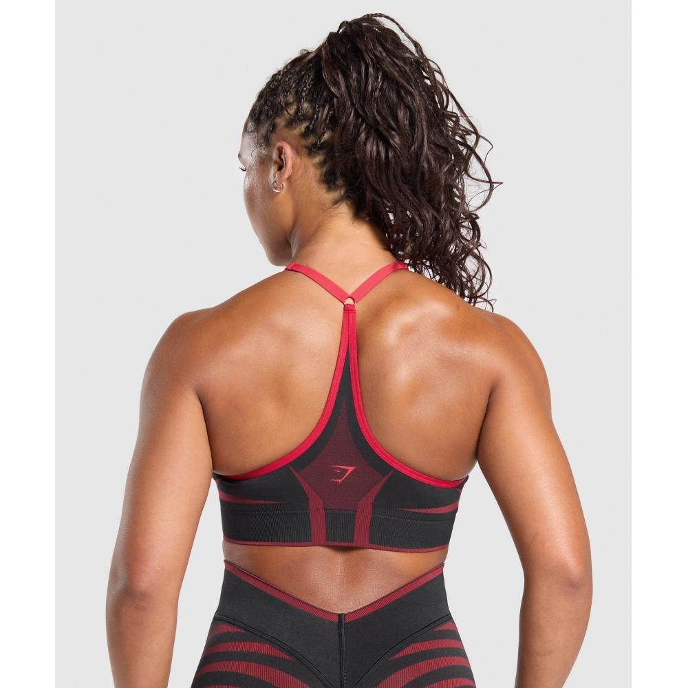 Gymshark Apex Lift Seamless Sports Bra Black Carmine Red B4b3j Bb4j