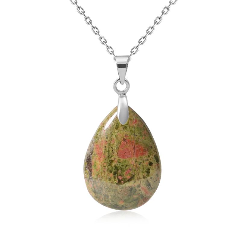New Fashion Natural Stone Crystal Pendant Teardrop Simple Pendant Necklace Earrings Making Jewelry With Chain Collar