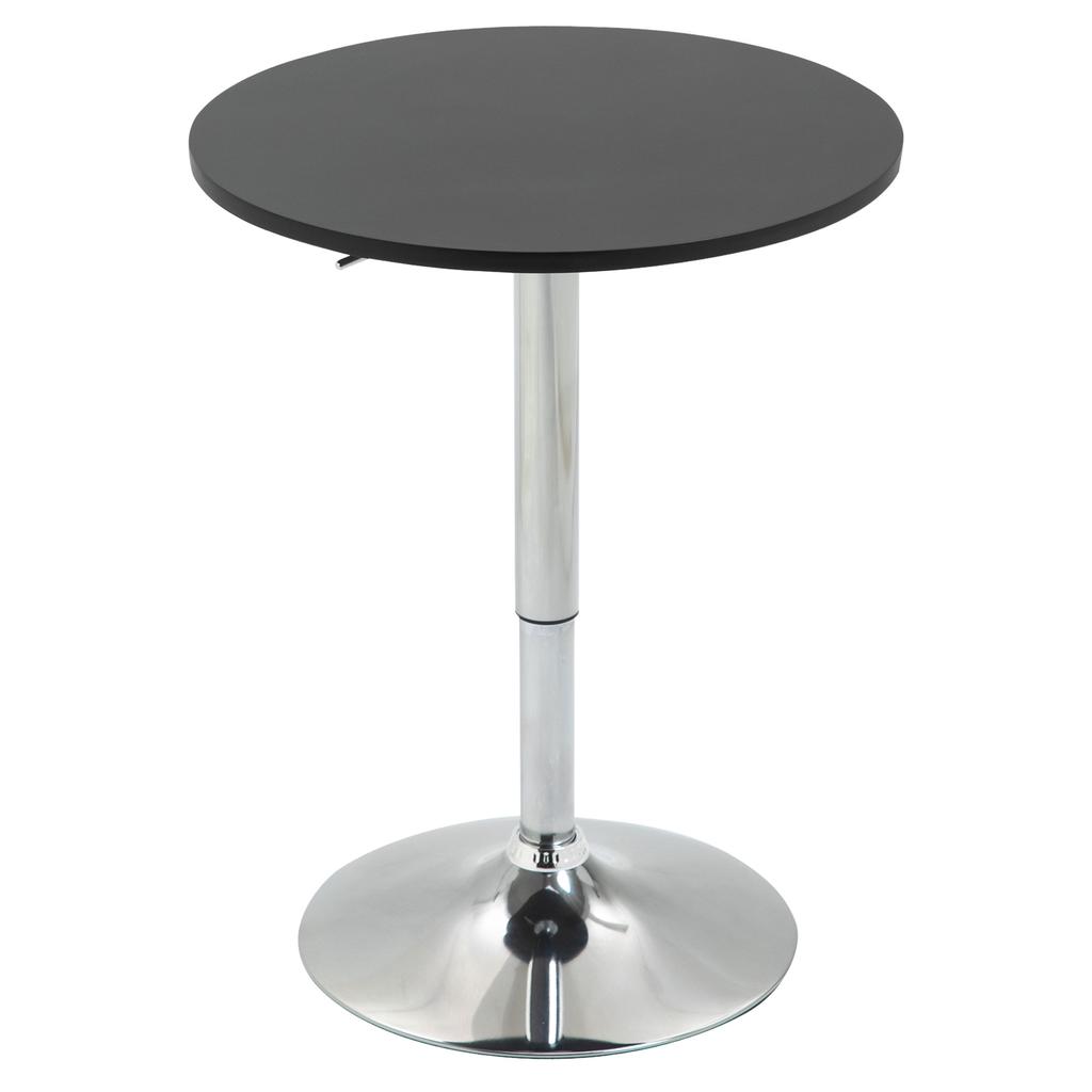 Bar Table, Height Adjustable, Round Non-Slip Base, Ø60 x 69-93 cm, Black
