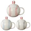 Tasse à café en forme de baseball avec couvercle Poignée en forme de C Tasse en céramique 420 ml Tasse à boire de l'eau pour café thé boissons Utilisation à la maison cuisine extérieur