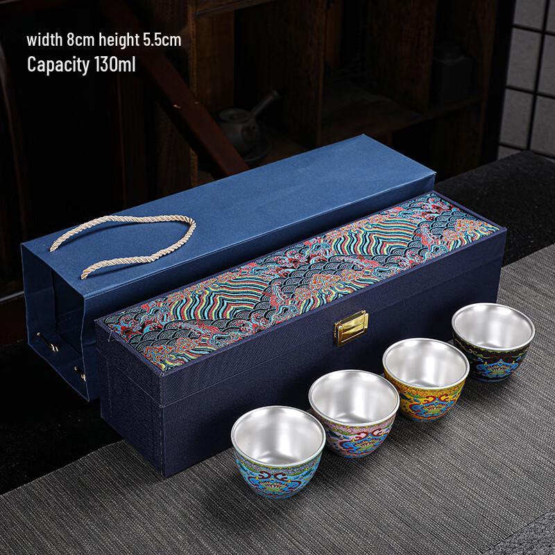 Набор из 6 эмалированных позолоченных серебряных керамических чашек для чая Harmony от Cha Xun