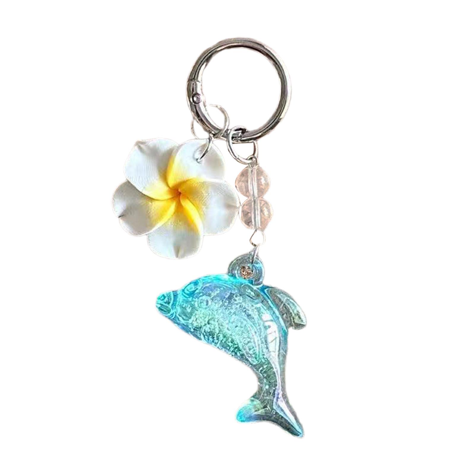 

Vibrant Cartoon Dolphin Keychain With Floral Detail, Lightweight Design Bag Backpack Decoration For Everyday Use