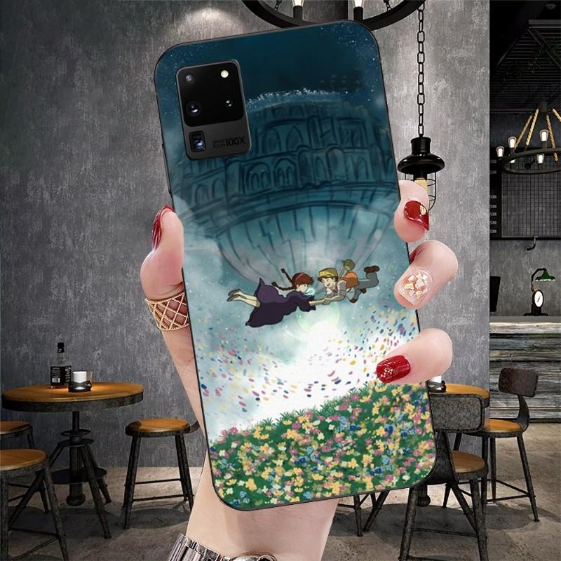 Castle In The Sky Japan Phone Case For Samsung Galaxy S6 S7 S8 S9 S10 S21 S22 Plus Ultra Soft Black Phone Cover