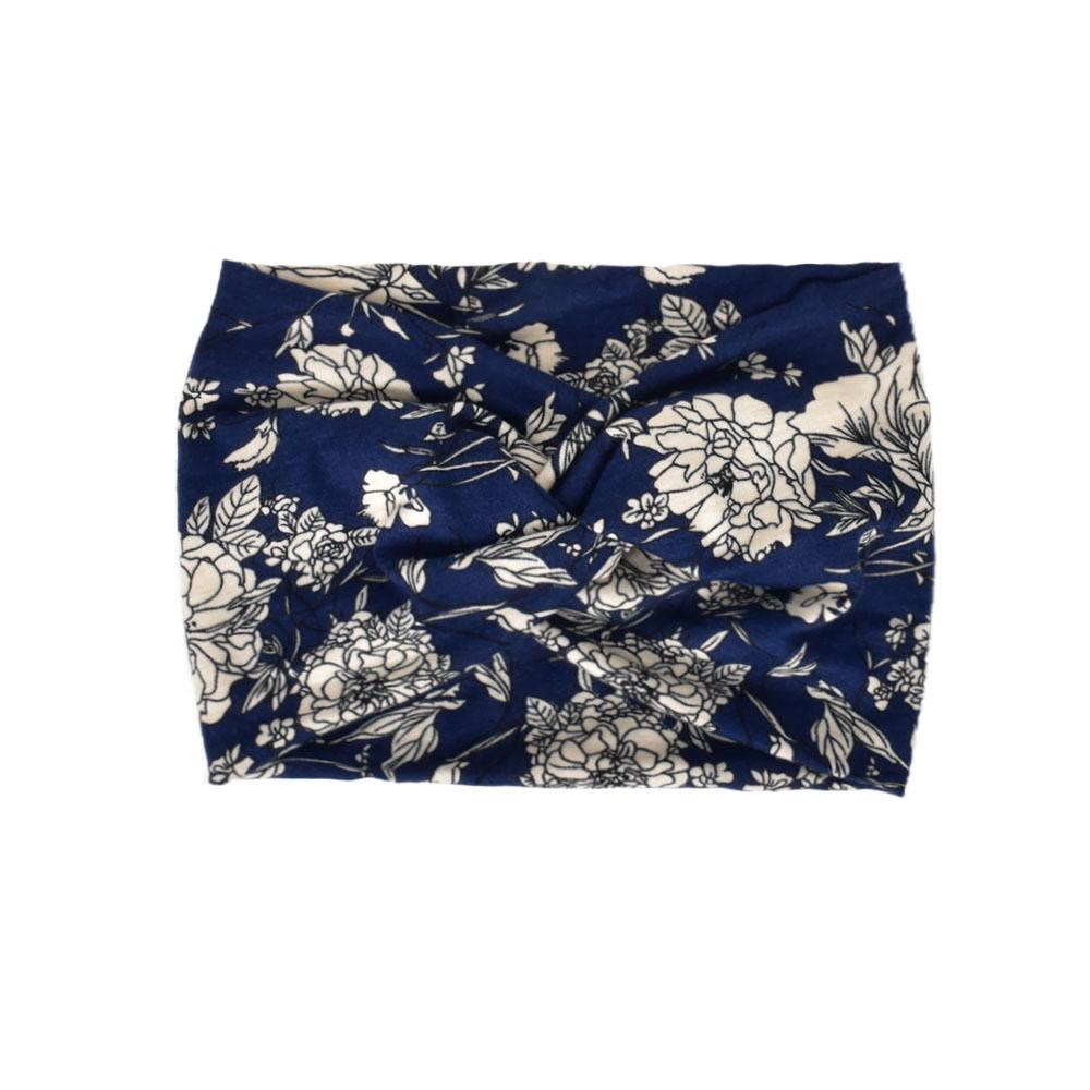 Faixa de cabeça elástica de ioga boêmia europeia e americana – acessório esportivo de cabelo com estampa cruzada de aba larga para mulheres