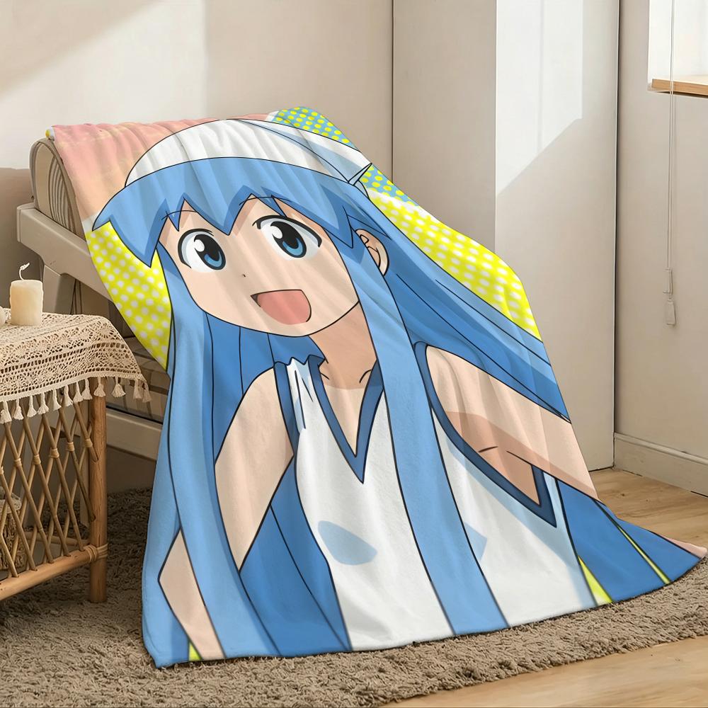 Squid Girl Throw Lightweight 240g Flannel Blanket Soft Skin-friendly for Summer Cooling