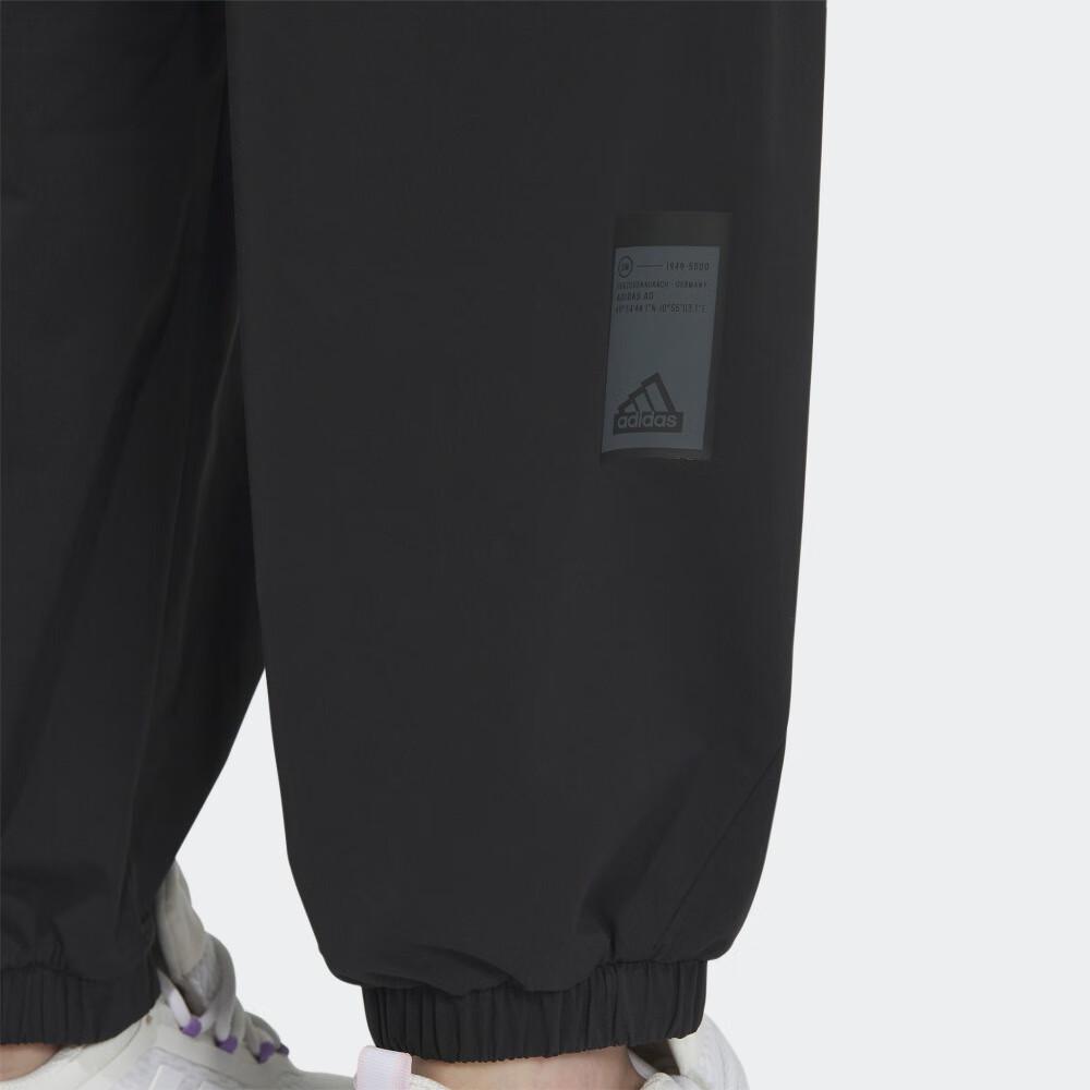 Adidas Pure Color Logo Drawstring Tapered Sport Pants Women Bottoms Black IP7079