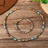New Coconut Shell Turquoise Beaded Elastic Line Men's Bracelet Necklace