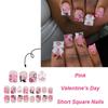 24 Pcs Valentines Day Press On Nail Short Square False Nail 3D Bows Stick On Nail French Tip Artificial Nail