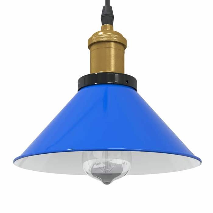 VidaXL Height-Adjustable Pendant Lamp E27 Dark Blue Ø 22 Cm Metal, Hanging Lighting, Kitchen Pendant Lighting, 4103444