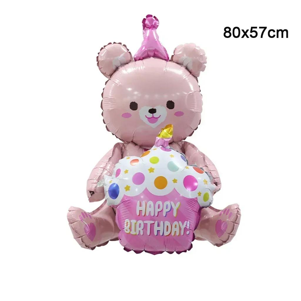 1pcs 4D Bear Foil Balloon Baby Birthday Photo Props Cartoon Aluminum Film Balloons Happy Birthday Party Balloon Baby Shower