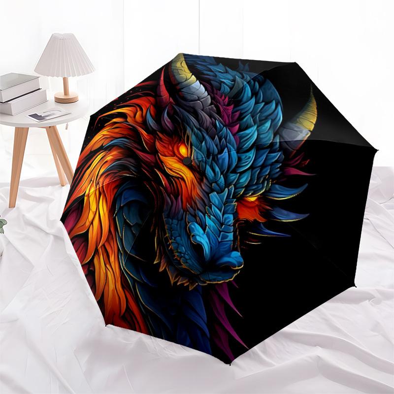 1pc Dragon Fantasy Fashionable Automatic Opening/Closing Folding Umbrella with 8 Bones, Windproof Portable, Daily Use041