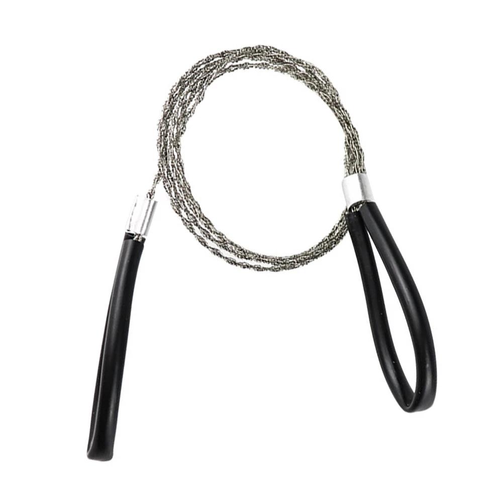 55CM Portable Stainless Steel Wire Saw with Finger Grip, Survival Tool for Outdoor Camping, Hiking, Pocket Manual Chain Saw