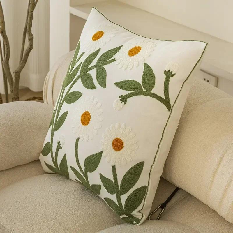 

45X45CM/30x50CM Pure Cotton Embroidery Office Cushion Pillowcase Car Cushion Cover Lumbar Pillowcase Sofa Pillowcase Home Decor 45x45cm