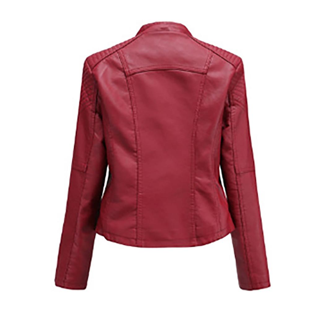Women Ladies Lapel Motor Jacket Coat Zip Biker Short Punk Cropped Tops