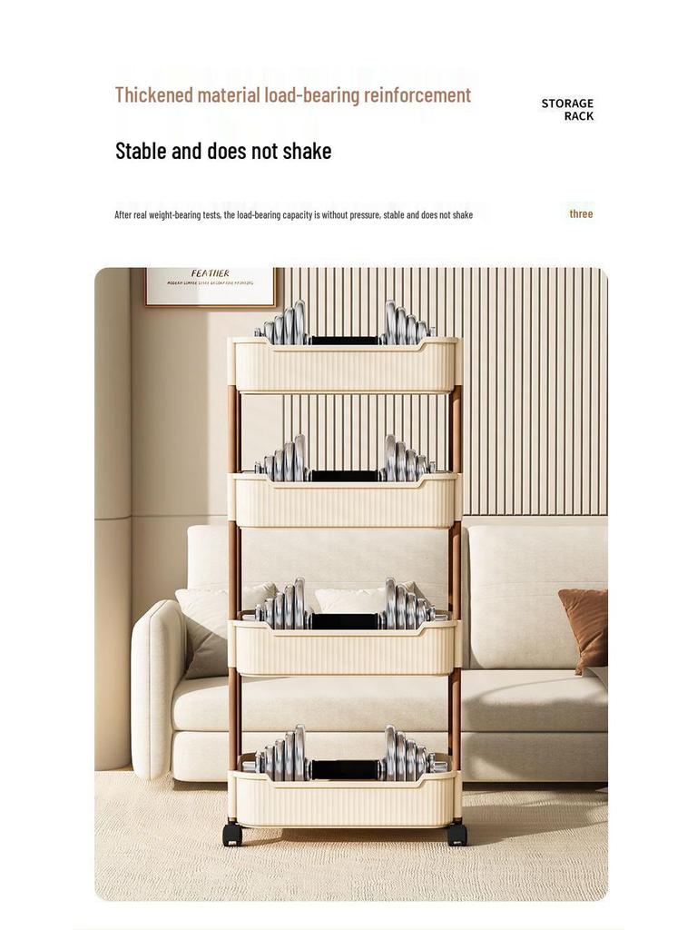 Compact Multi-Layer Mobile Storage Rack for Bedroom, Bathroom, or Living Room