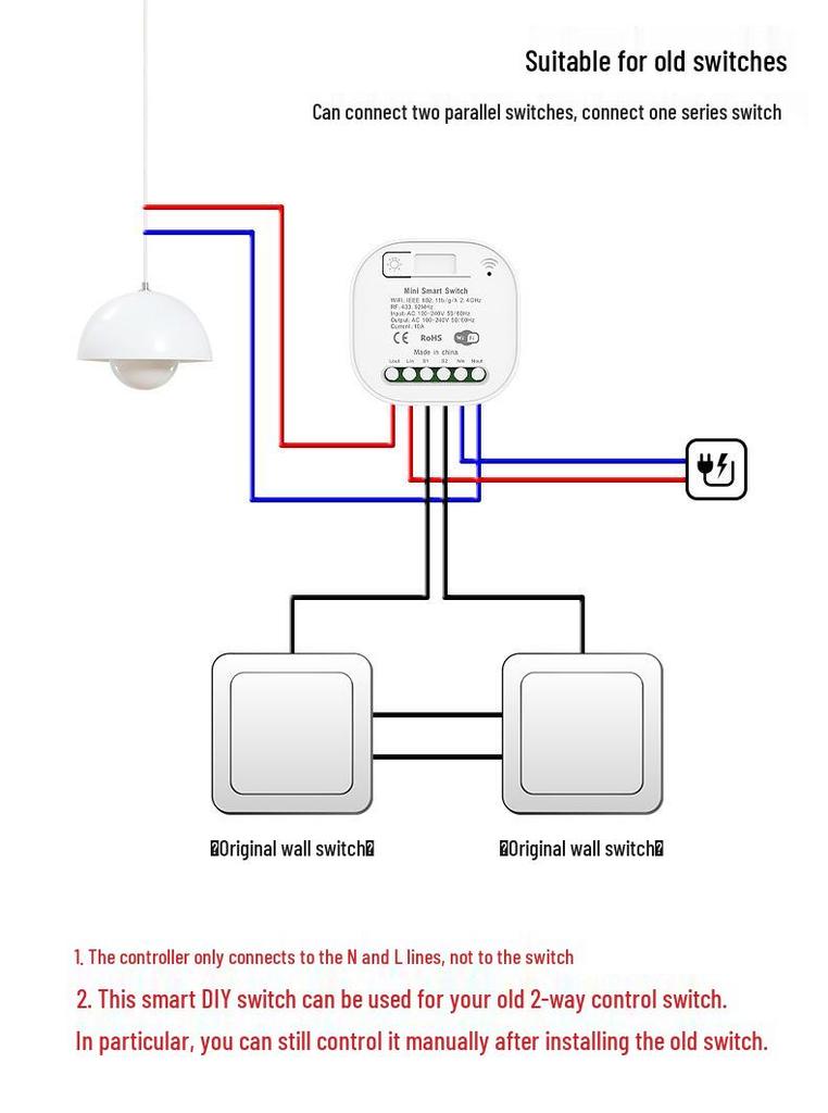Graffiti Wireless Smart Switch with Xiao Ai and Alexa Voice Control