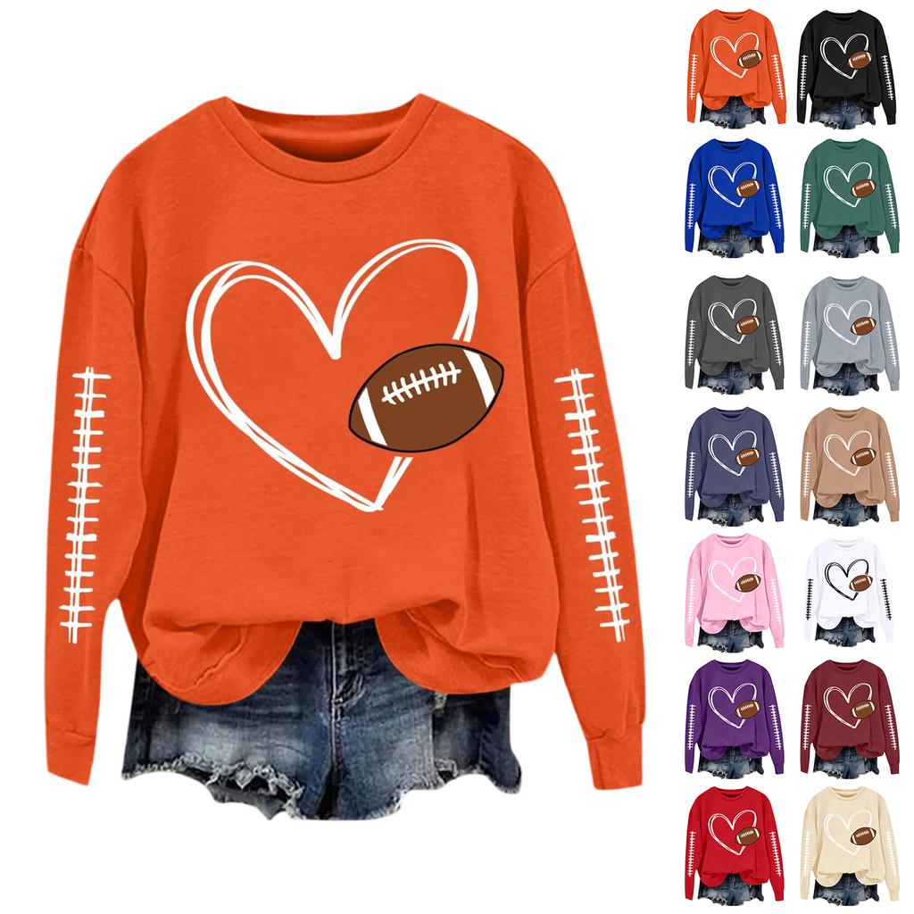 Women's Fashionable Casual Long-sleeved Rugby Printed Round-neck Top