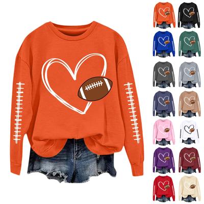 Women's Fashionable Casual Long-sleeved Rugby Printed Round-neck Top