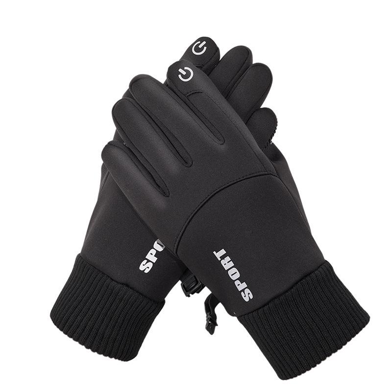 Men's Winter Touchscreen Cycling Gloves - Warm Velvet, Windproof & Waterproof for Outdoor and Electric Car Use