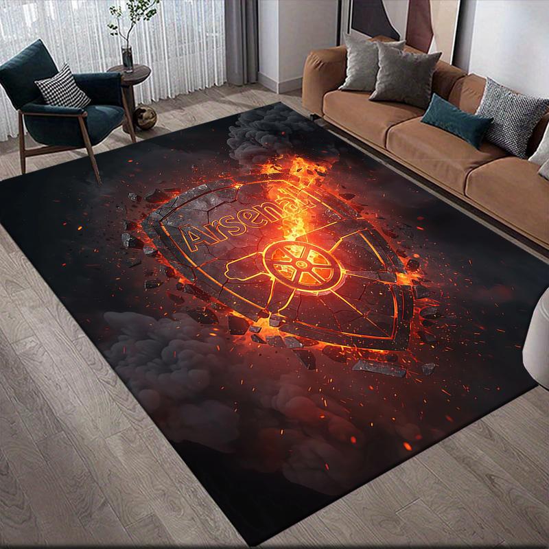 Arsenal Football Club Flanellmuster Quadratischer Teppich, Läufer, Teppich für Wohnzimmer Schlafzimmer Sofa Spielzimmer Dekor, Rutschfeste Fußmatte